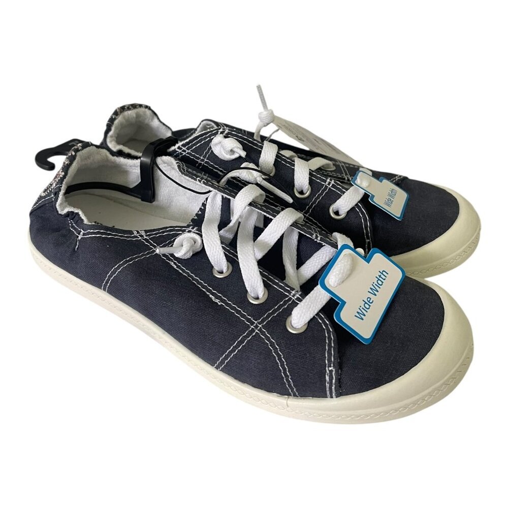 *WIDE WIDTH BLUE Time and Tru Women's Scrunch Back Slip-On Sneaker Size 11 wide